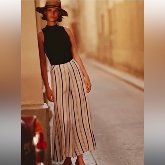 Anthropologie ETT:TWA Manon High Waist Flared Wide Leg Striped Pants - Picture 3 of 7